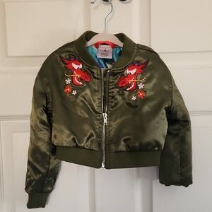 Green Satin Jacket with Embroidered Dragon